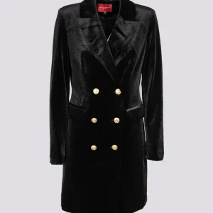 Cappottino doppiopetto in velluto nero