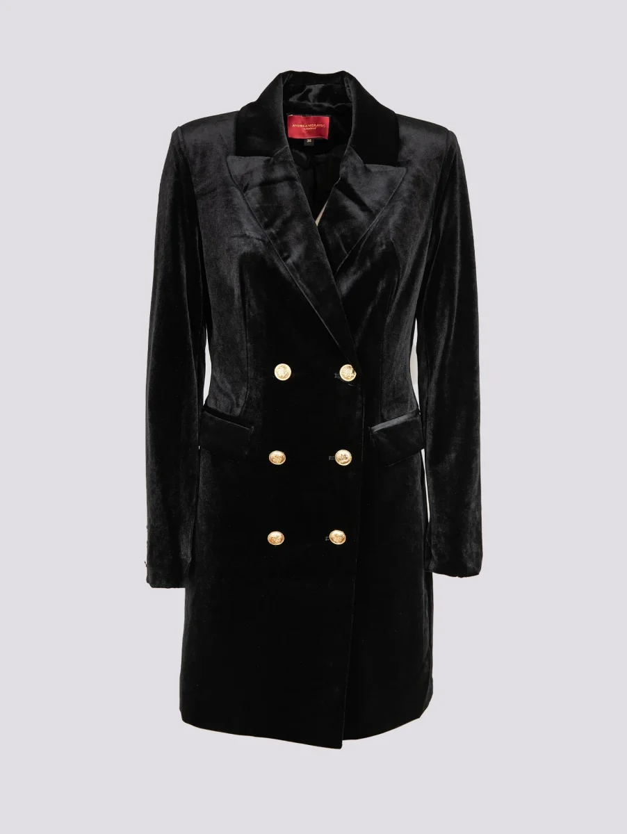 Cappottino doppiopetto in velluto nero