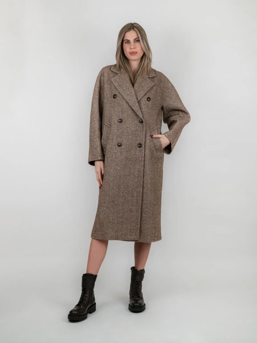 Cappotto doppiopetto marrone spigato