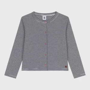 Cardigan in cotone a righe bambina