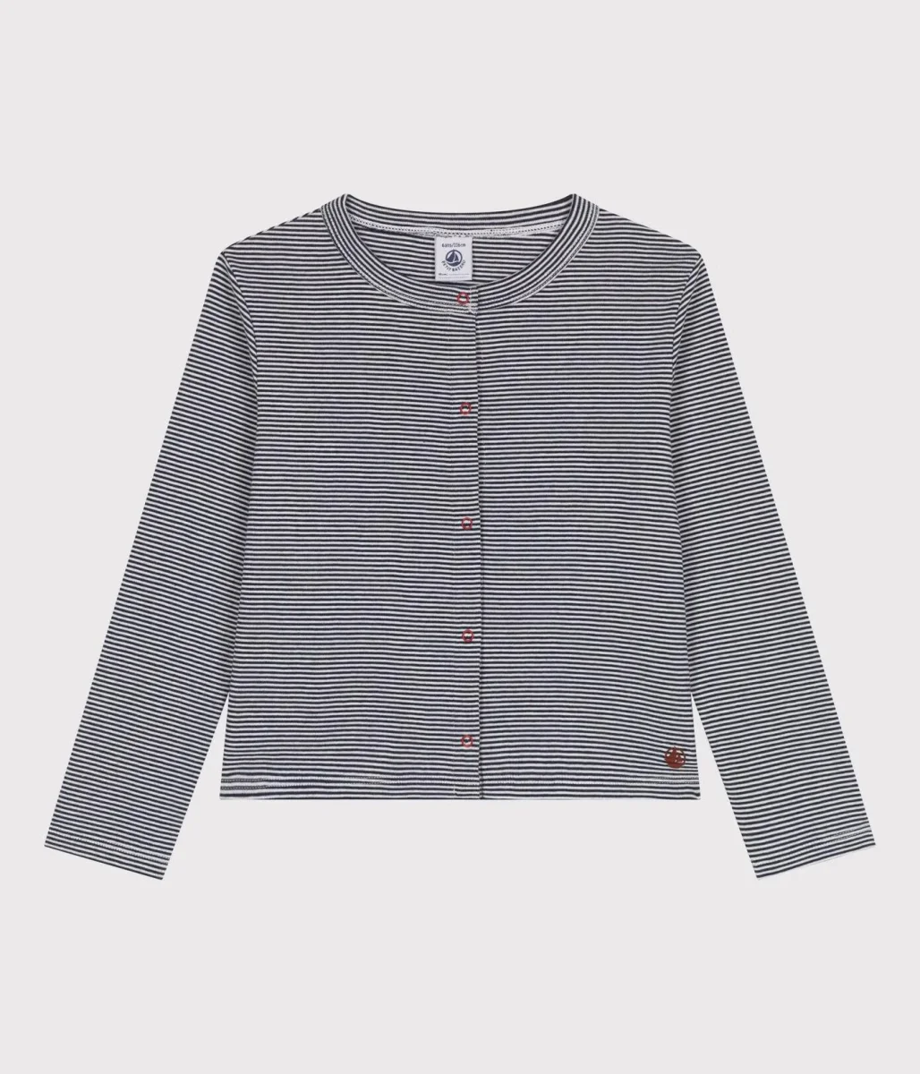 Cardigan in cotone a righe bambina