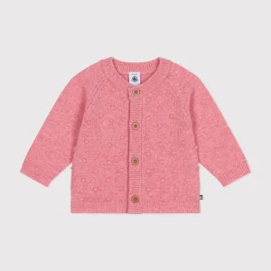 Cardigan in maglia misto lana rosa