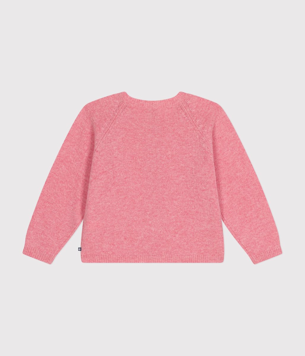 Cardigan in maglia rosa con lana bambina - immagine 3