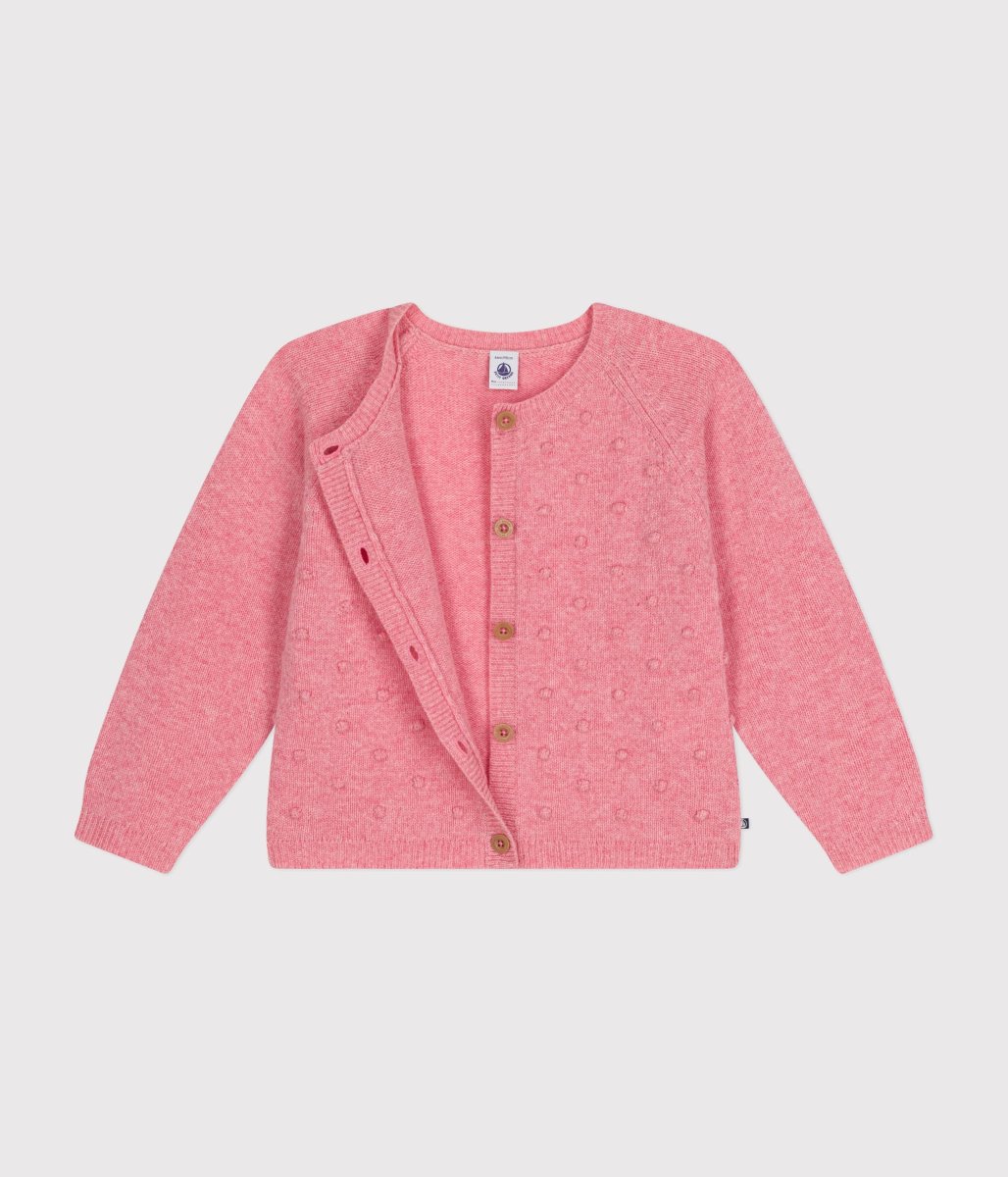 Cardigan in maglia rosa con lana bambina - immagine 4
