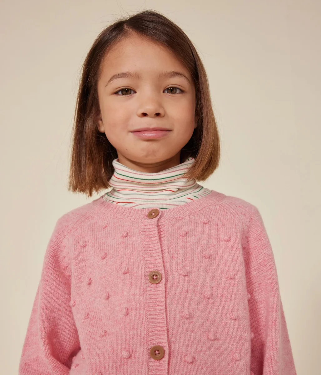 Cardigan in maglia rosa con lana bambina - immagine 6