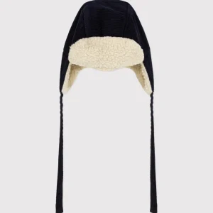 Colbacco in velluto a coste blu