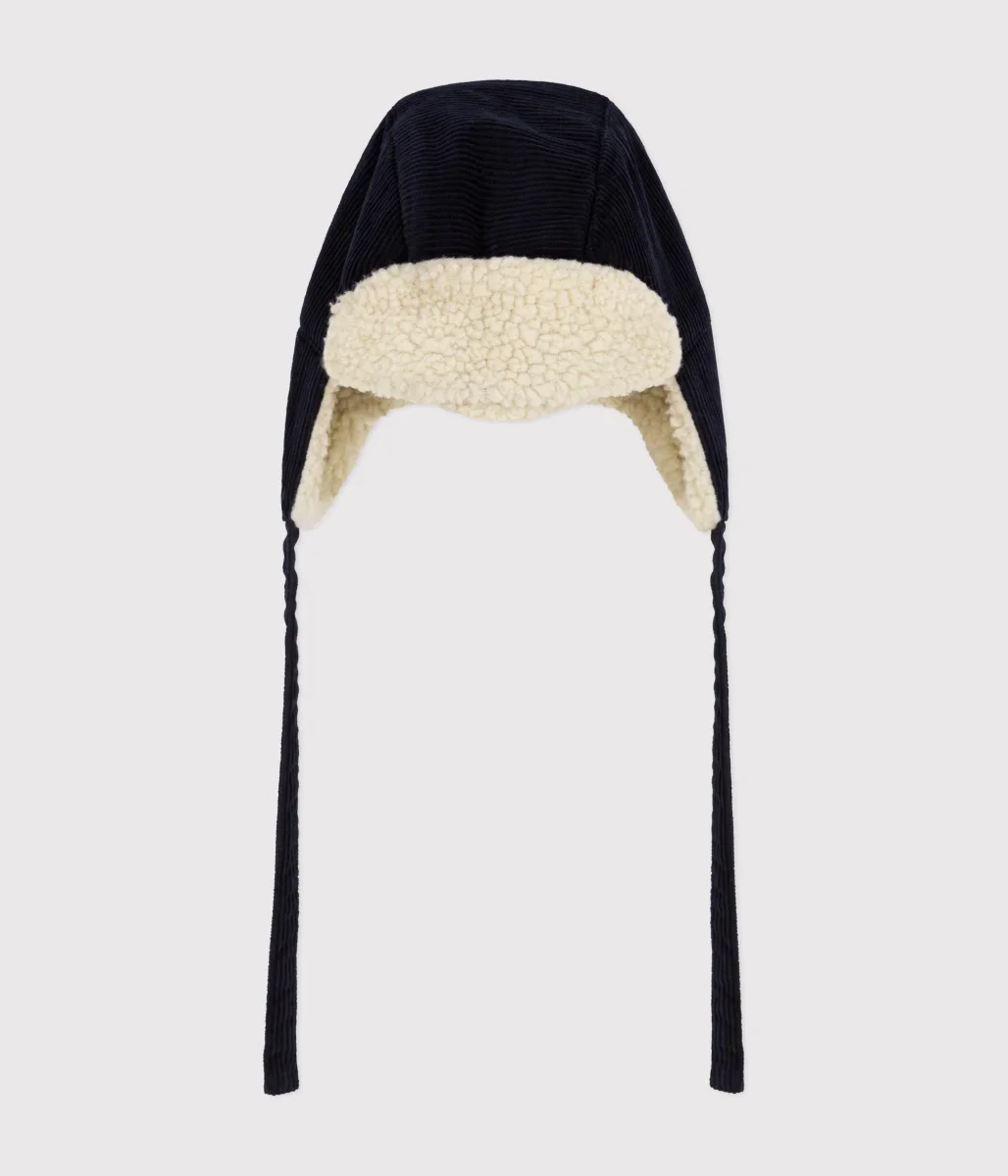 Colbacco in velluto a coste blu