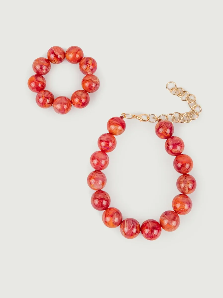 Collana Bubble in resina multicolor corallo - immagine 4