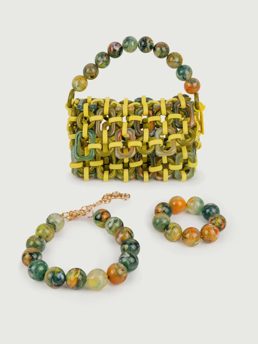 Collana Bubble in resina multicolor verde - immagine 5