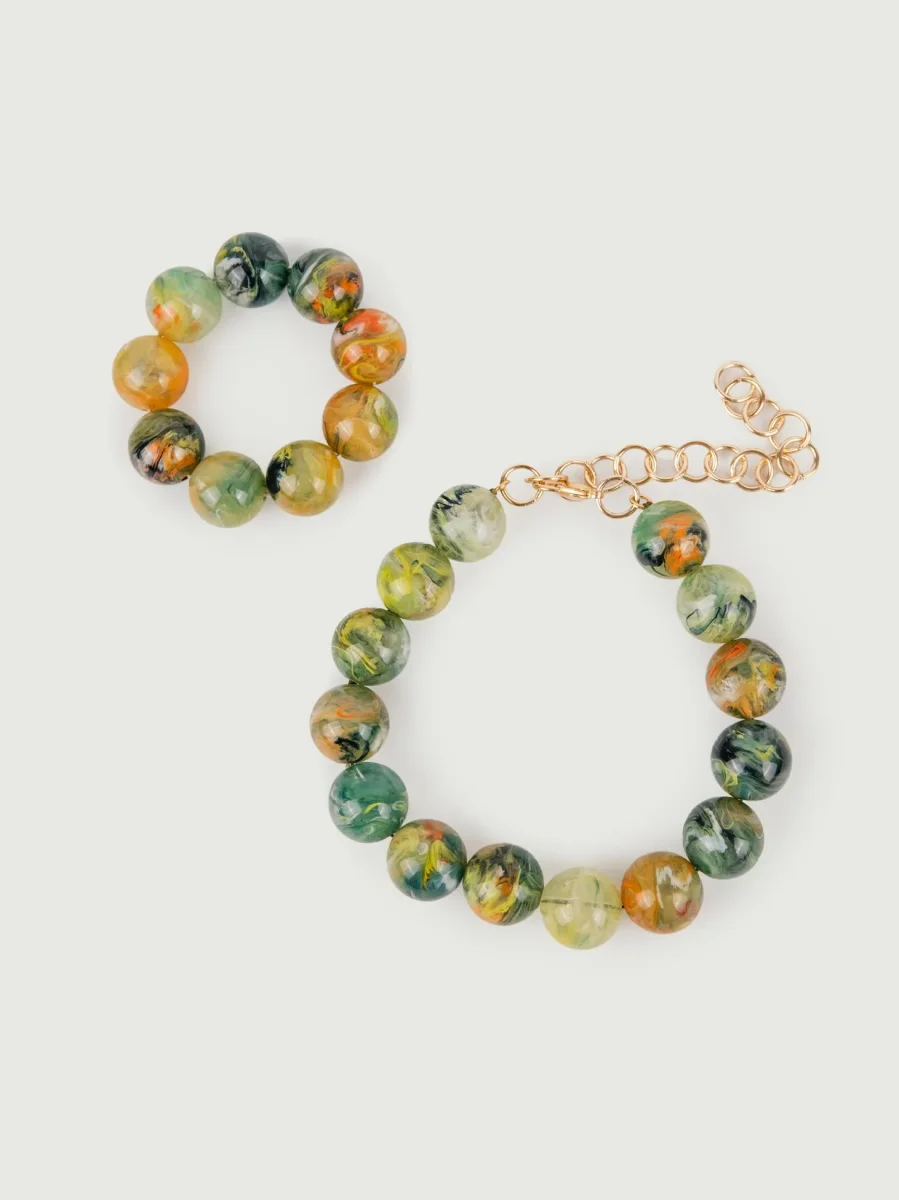 Collana Bubble in resina multicolor verde - immagine 4