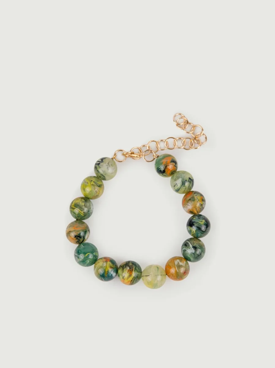 Collana Bubble in resina multicolor verde