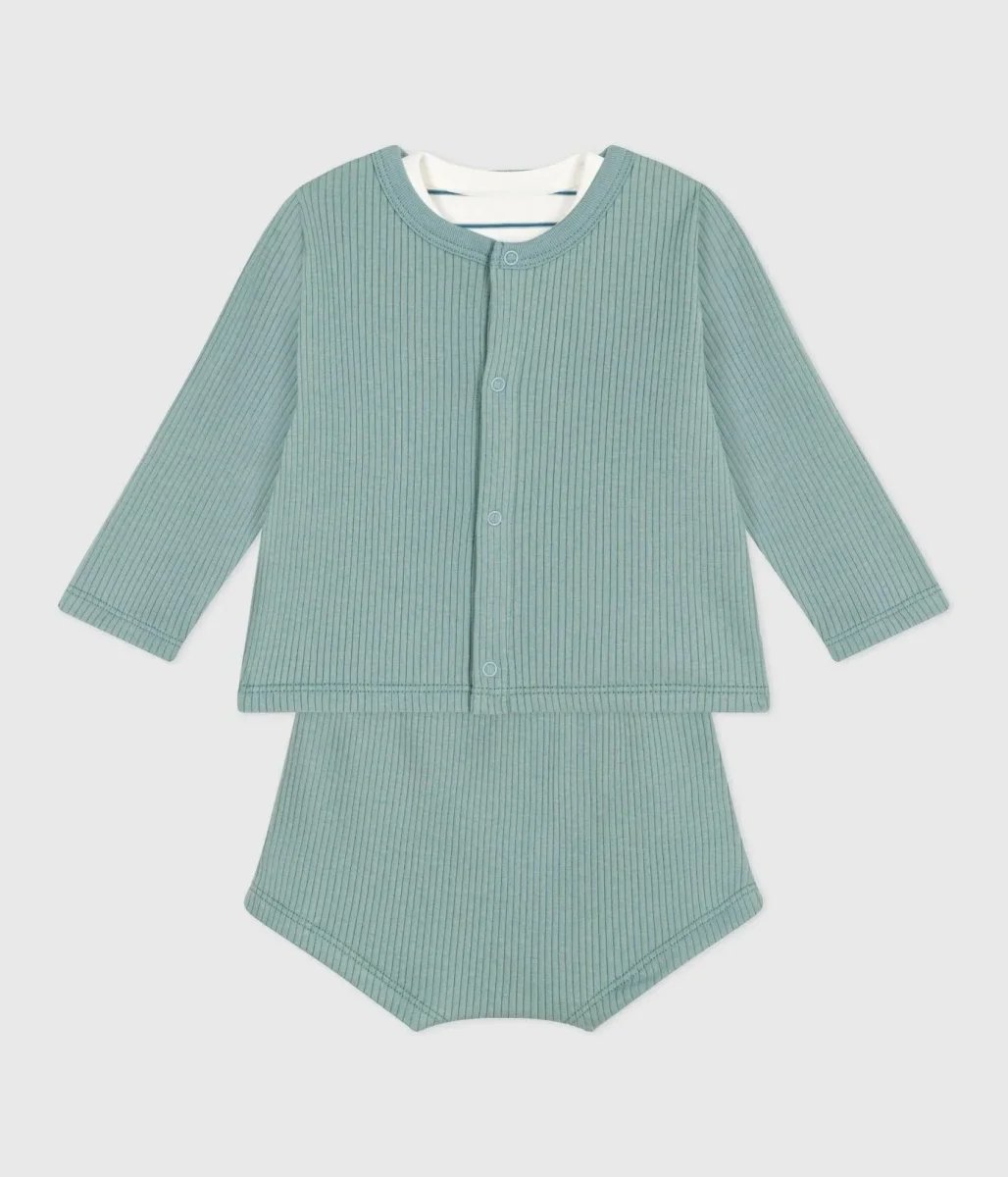 Completo bebè tre pezzi in cotone - immagine 3