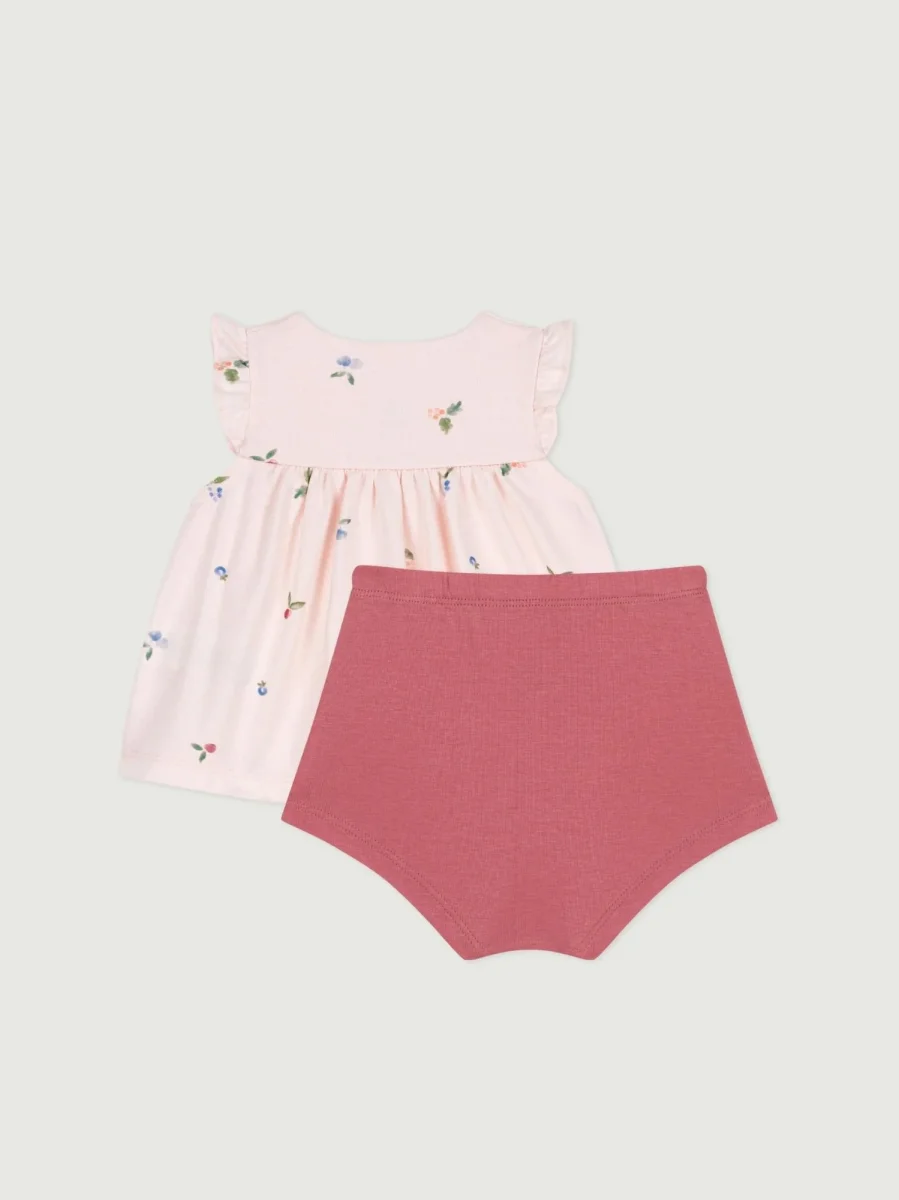 Completo due pezzi in cotone con blusa a volant bebè - immagine 4