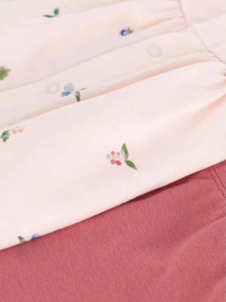 Completo due pezzi in cotone con blusa a volant bebè - immagine 5