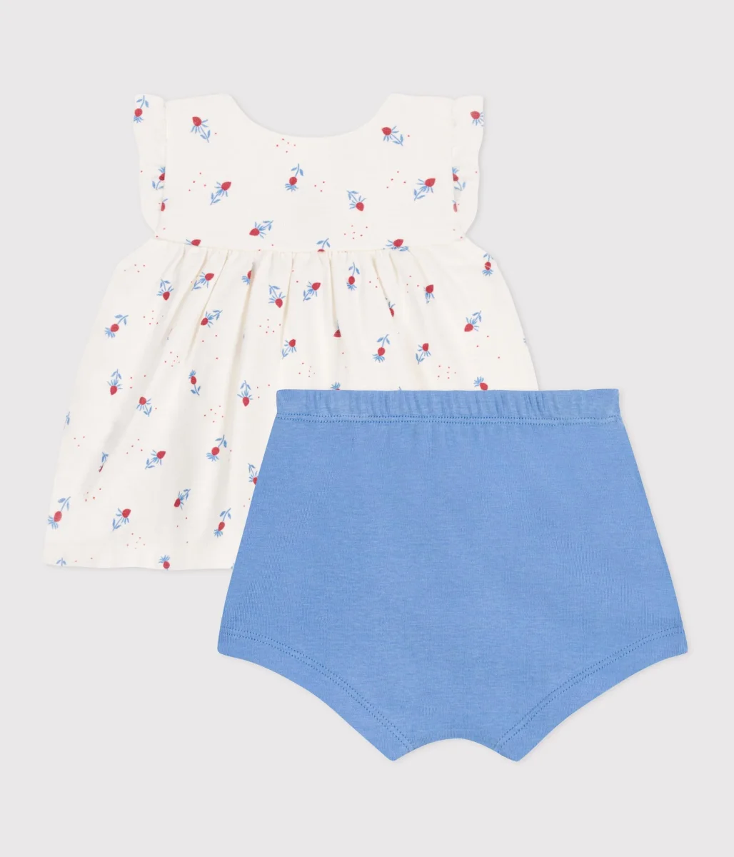 Completo nascita due pezzi in cotone con blusa a volant - immagine 4