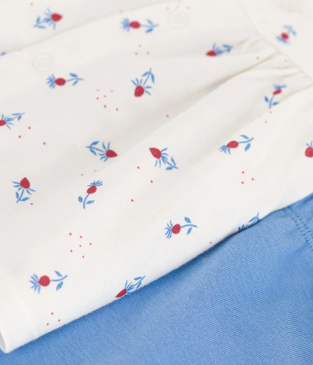 Completo nascita due pezzi in cotone con blusa a volant - immagine 5