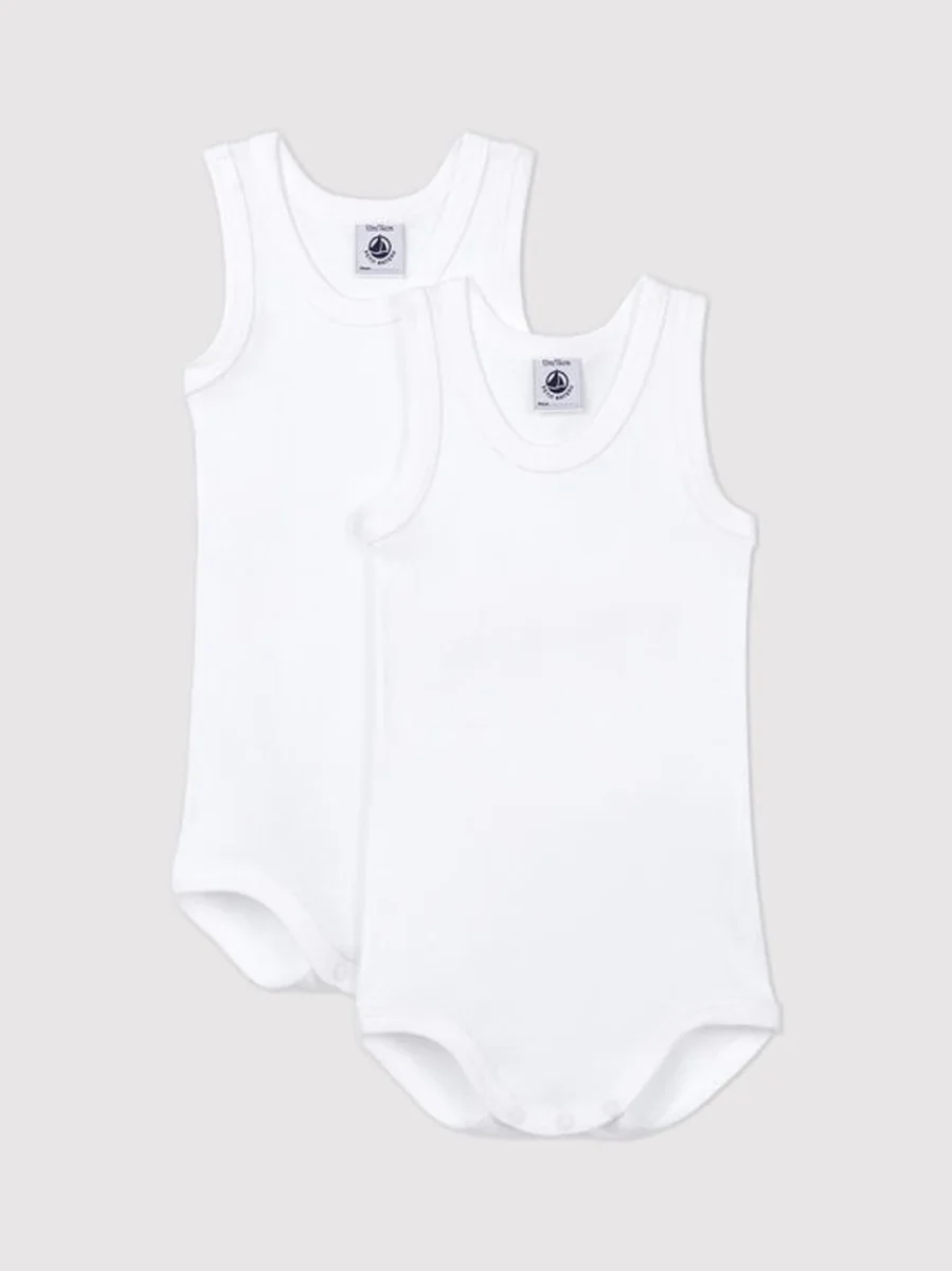 Confezione Da 2 Body Bianchi senza maniche Bebè