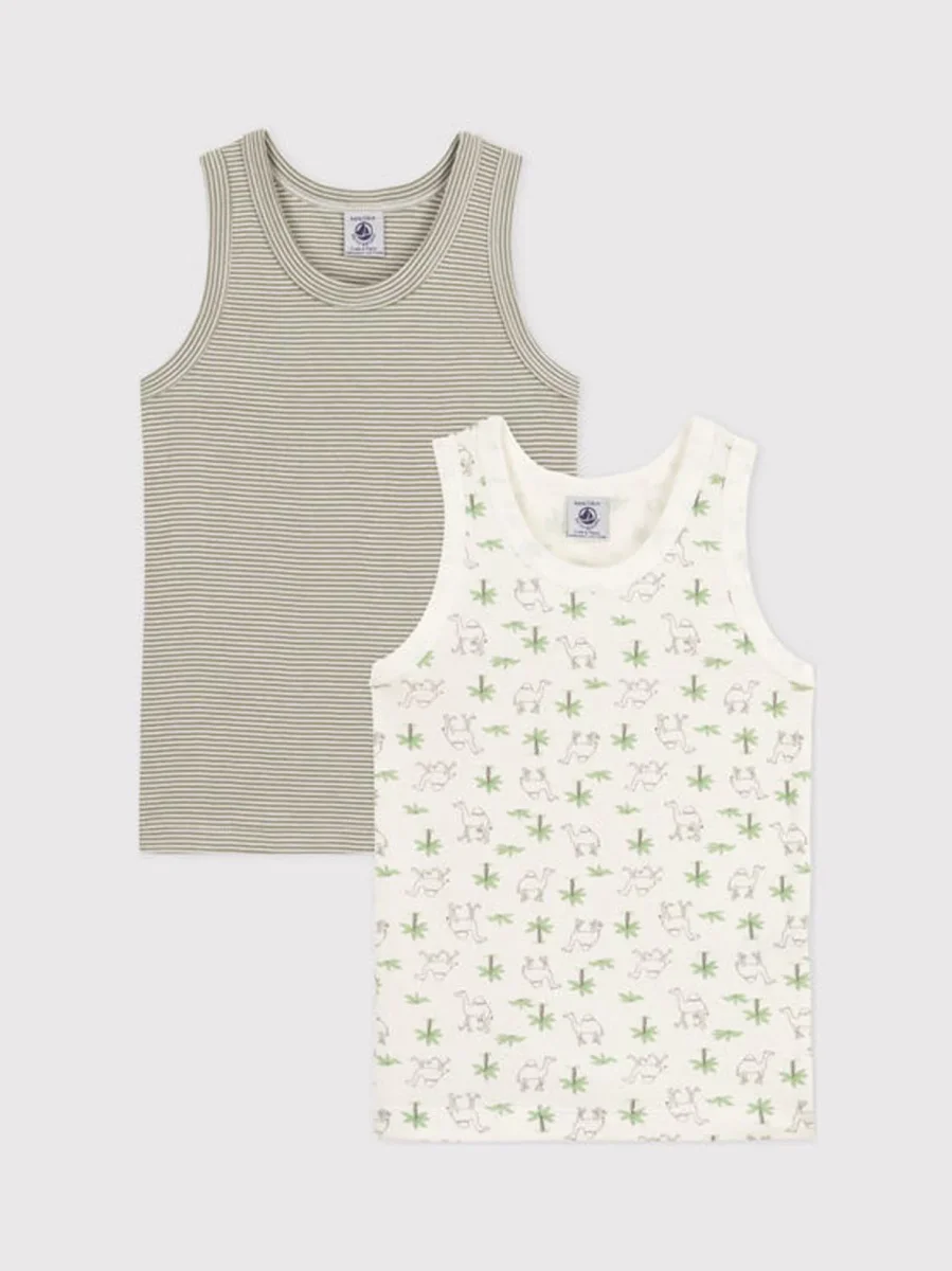 Confezione Da 2 Canotte Bambino In Cotone Con Dromedari