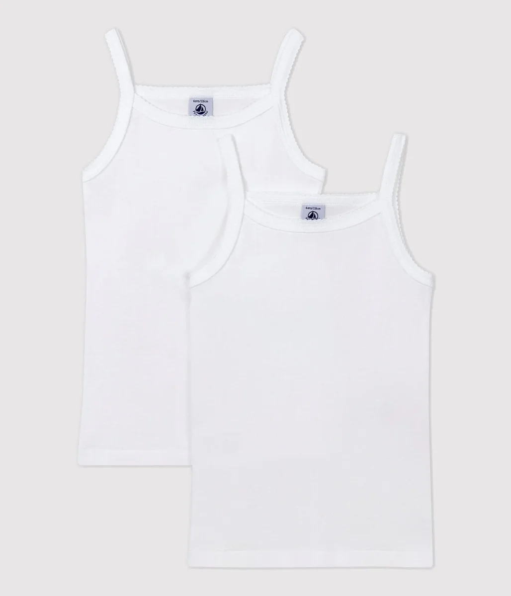 Confezione Da 2 Canottiere Con Spalline Bianche Bambina - immagine 4