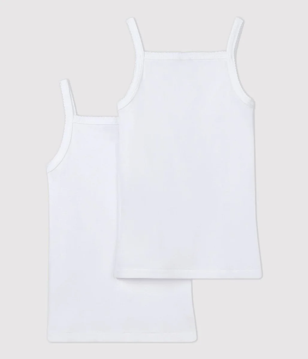 Confezione Da 2 Canottiere Con Spalline Bianche Bambina - immagine 5