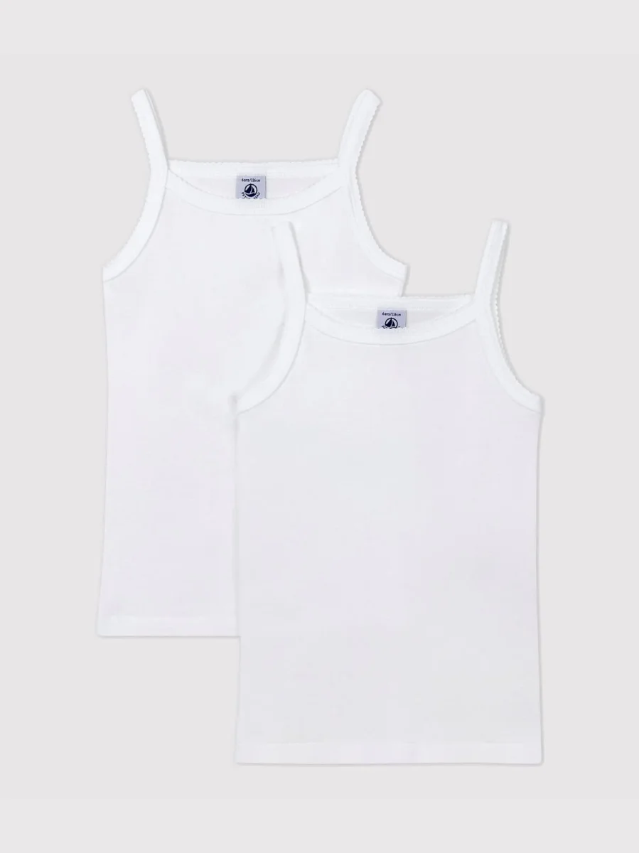 Confezione Da 2 Canottiere Con Spalline Bianche Bambina