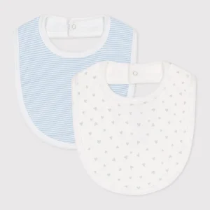 Confezione da 2 bavaglini in cotone con stampa neonato