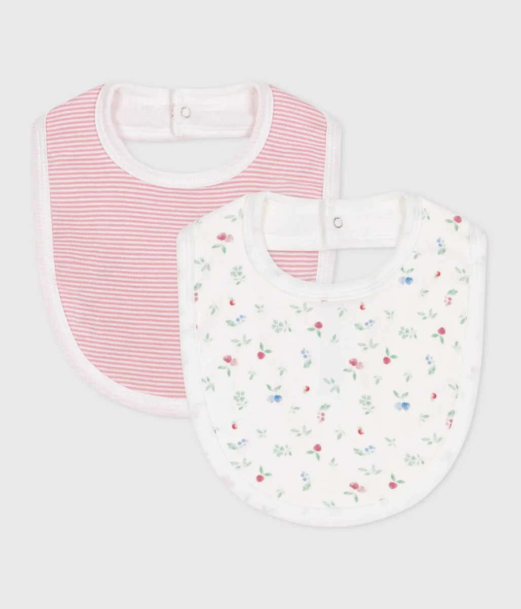 Confezione da 2 bavaglini in cotone con stampa neonato