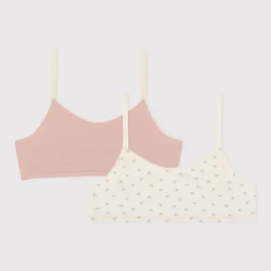 Confezione da 2 brassière ragazza in cotone ed elastam a fiori