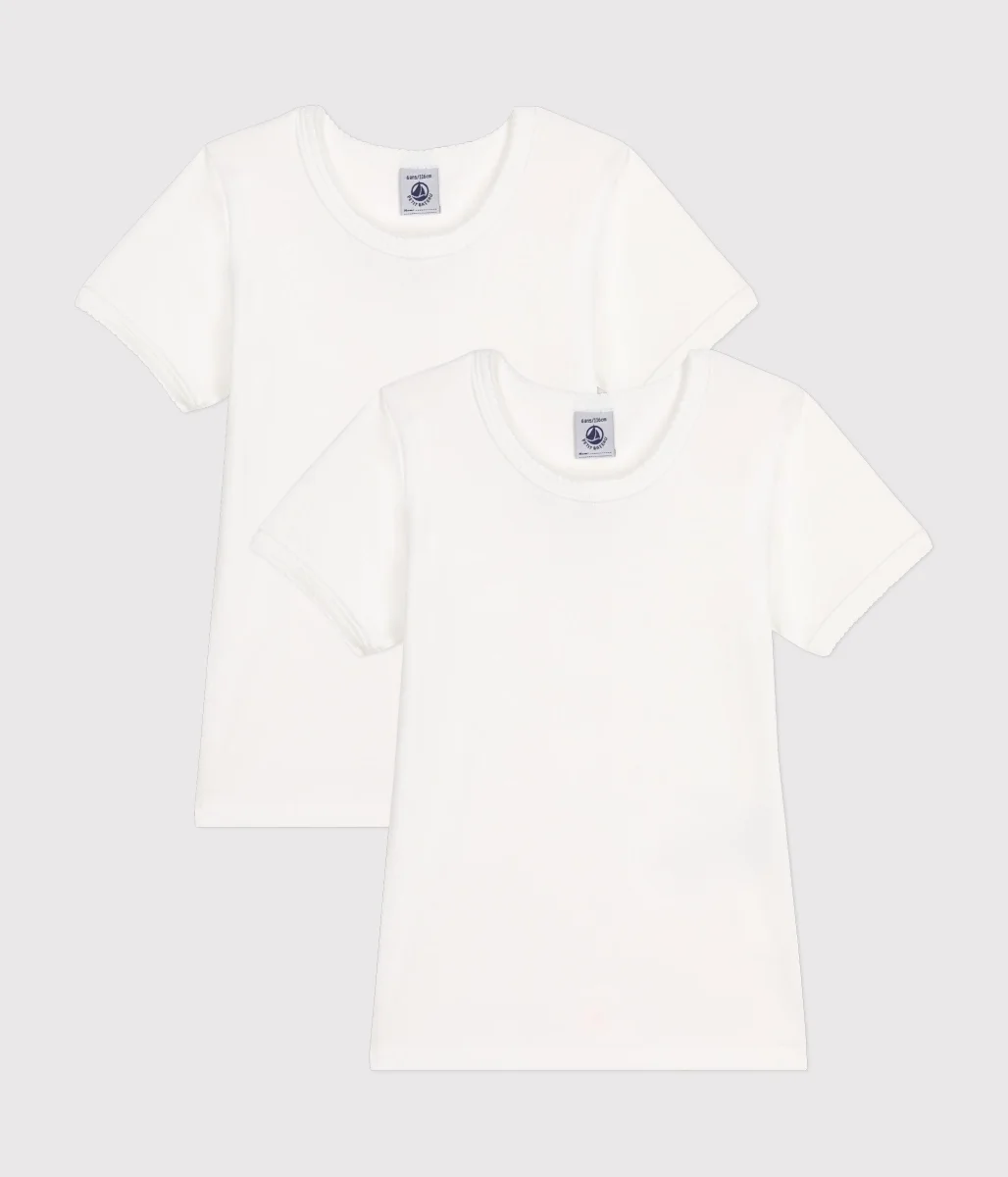 Confezione da 2 t-shirt bianche manica corta bambina