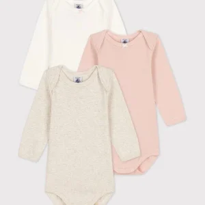 Confezione da 3 body a tinta unita a maniche lunghe in cotone