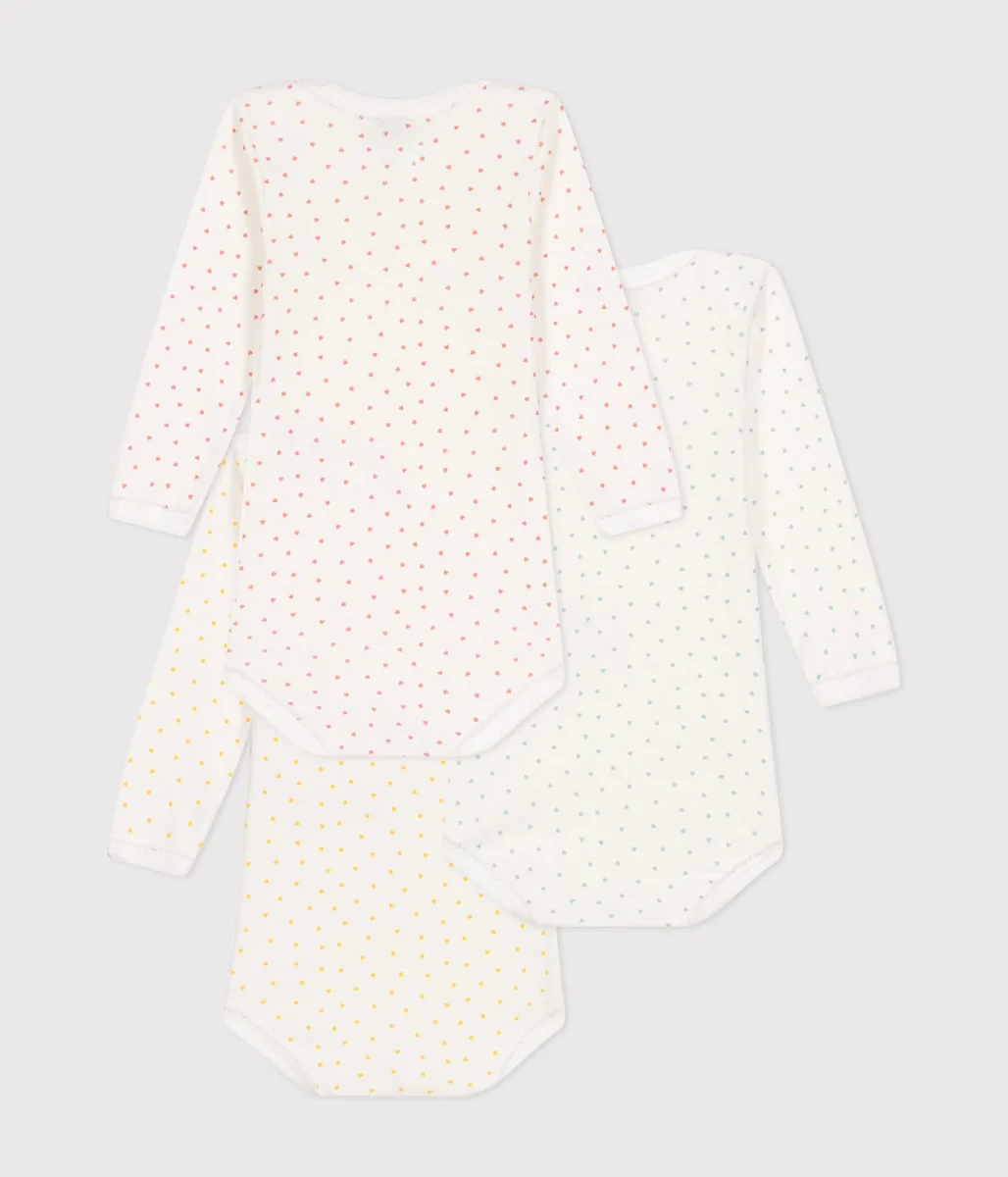 Confezione da 3 body bianchi stampa cuoria maniche lunghe - immagine 3