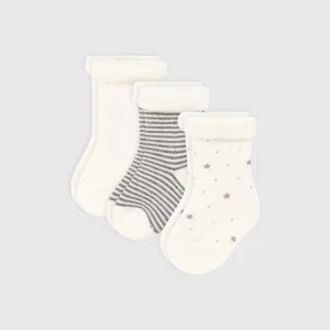 Confezione da 3 paia di calzini a righe e stelle neonato