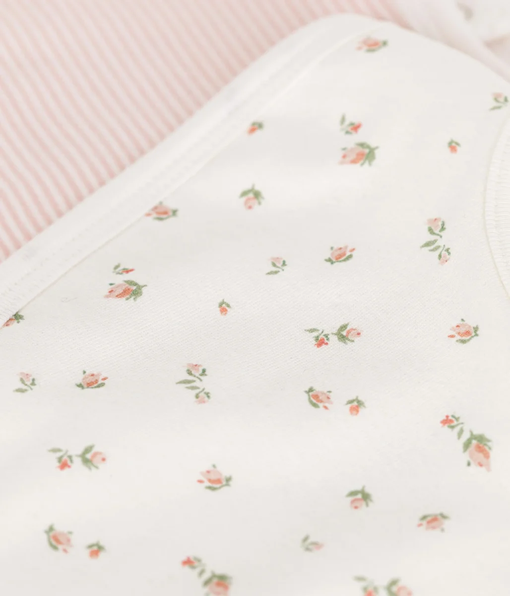 Confezione da due bavaglini righe e fiorellini - immagine 4