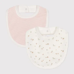 Confezione da due bavaglini righe e fiorellini