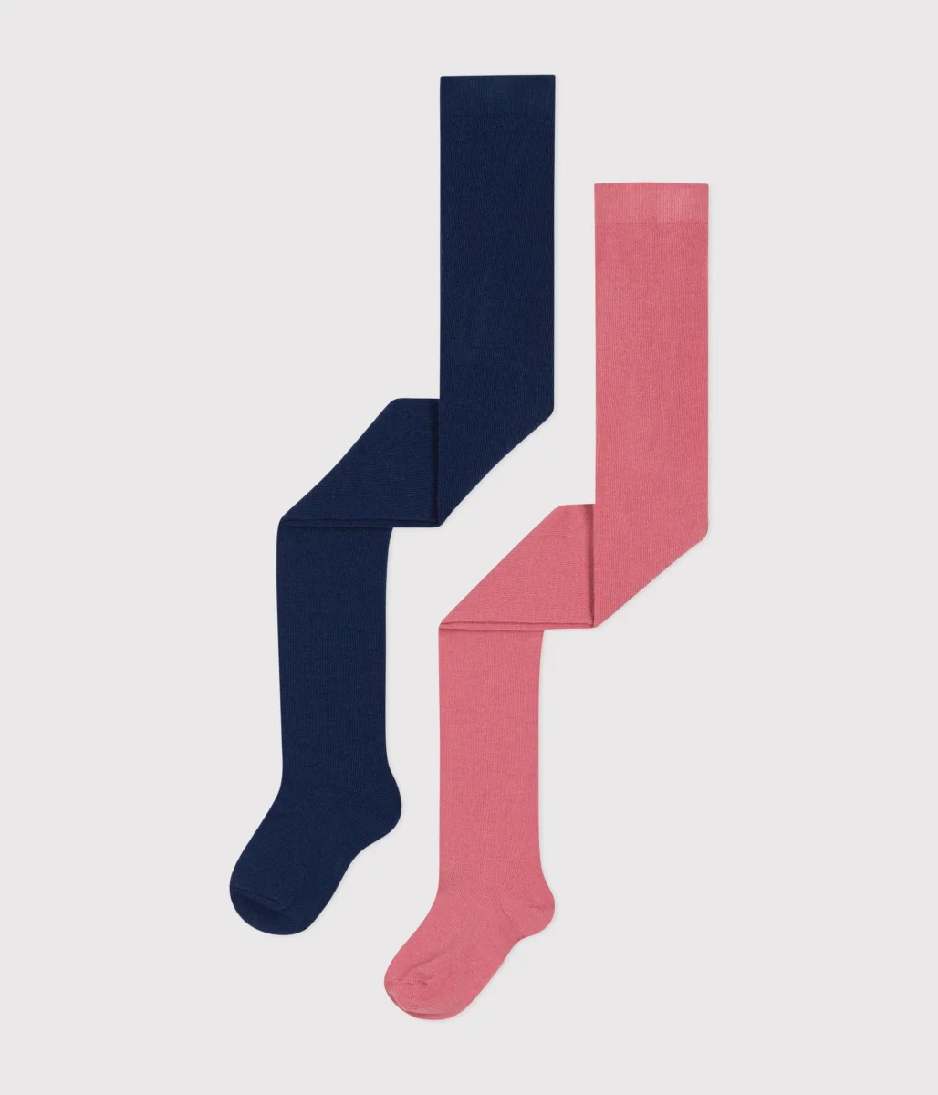 Confezione da due paia di collant rosa e blu in maglia