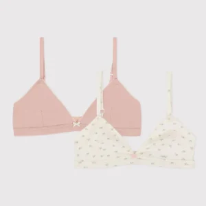 Confezione di 2 reggiseni ragazza in cotone ed elastam a fiori
