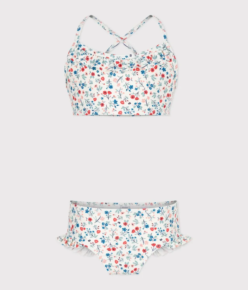 Costume da bagno 2 pezzi a fiori bambina