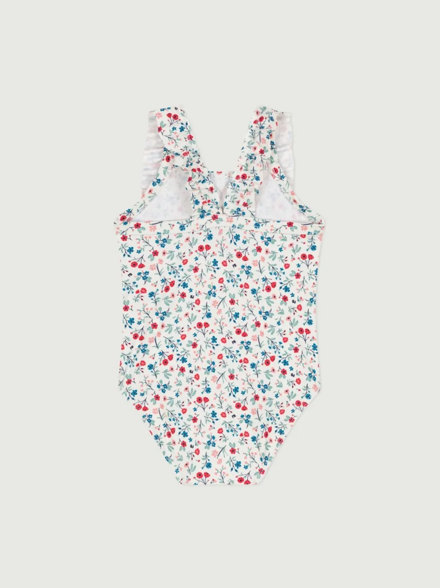 Costume da bagno intero con stampa floreale e volant bebè - immagine 3
