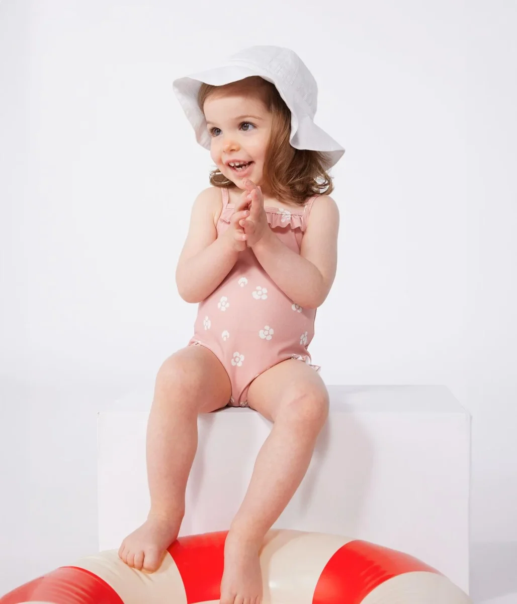 Costume da bagno intero con stampa floreale e volant neonato - immagine 3