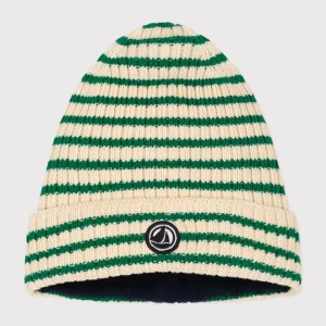 Cuffietta in maglia con fodera in pile a righe bambino