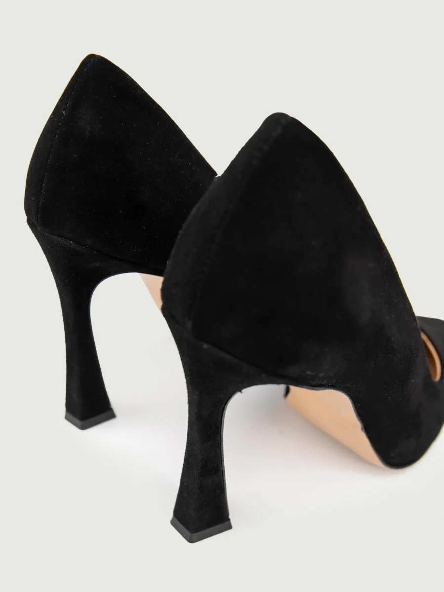 DÉCOLLETÉ IN PELLE SCAMOSCIATA NERA - immagine 6