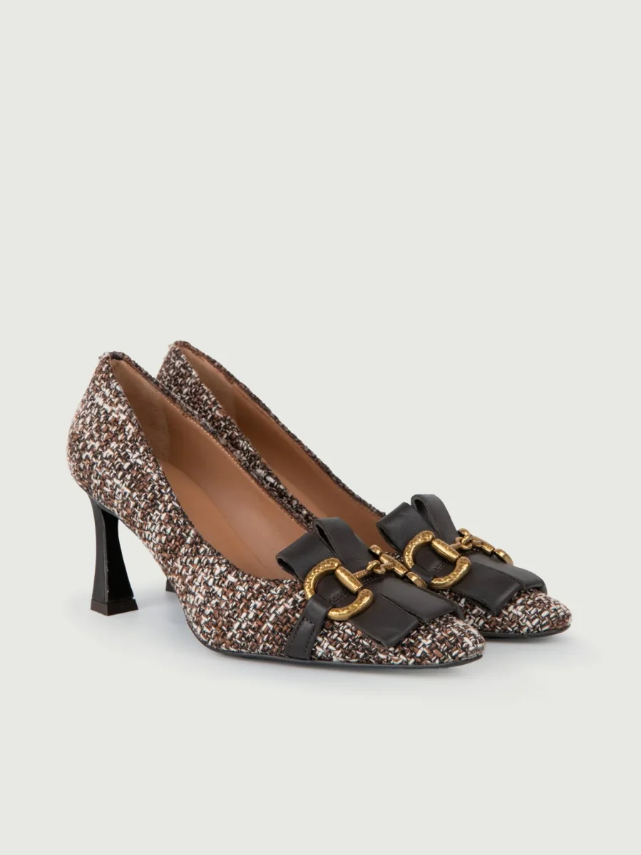 DÉCOLLETÉ' IN TWEED MARRONE CON MORSETTO - immagine 3