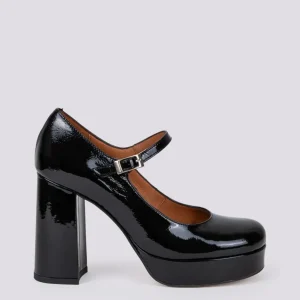 DECOLLETE CON CINTURINO E PLATEAU IN VERNICE NERA