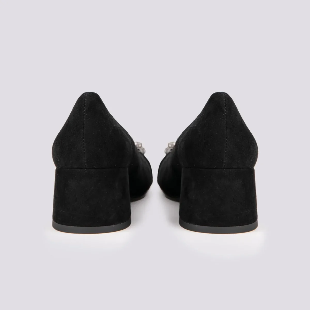 DECOLLETE CON FIBBIA FRONTALE IN CAMOSCIO NERO - immagine 4