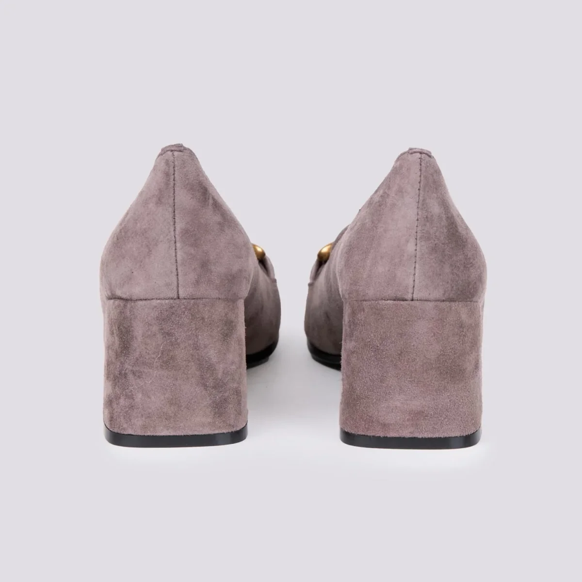 DECOLLETE CON TACCO LARGO E PUNTA SQUADRATA IN CAMOSCIO GRIGIO - immagine 4