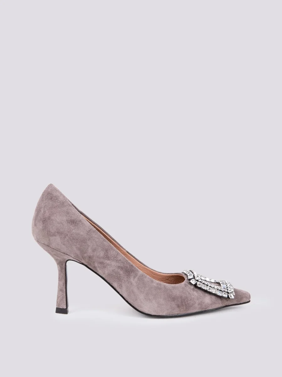 DECOLLETE GIOIELLO IN CAMOSCIO GRIGIO