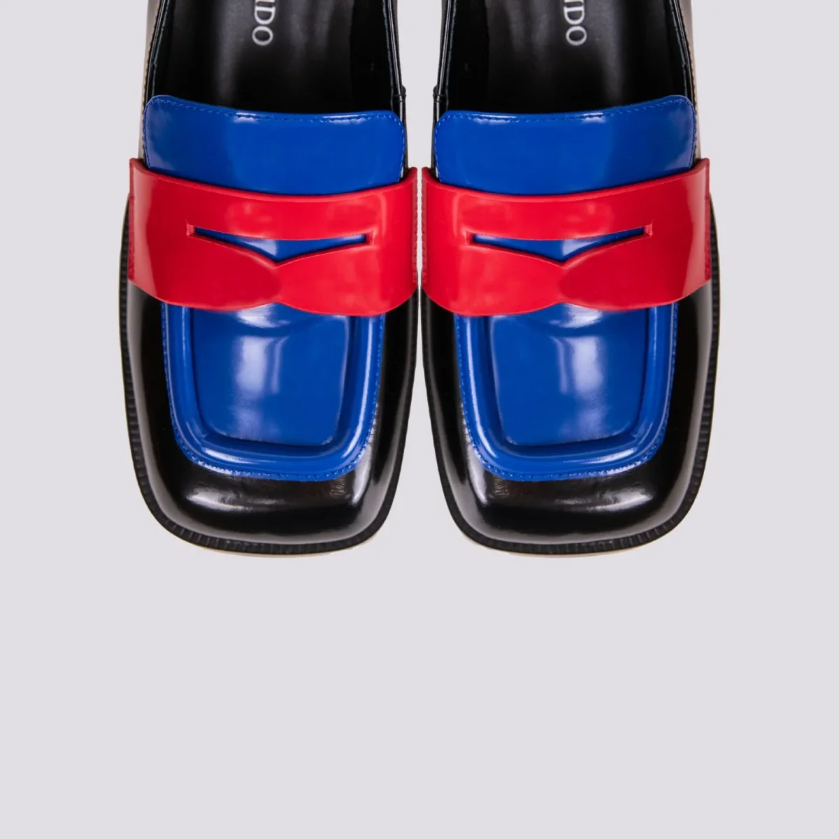 DECOLLETE IN PELLE NERA CON INSERTI BLUETTE E ROSSI - immagine 4