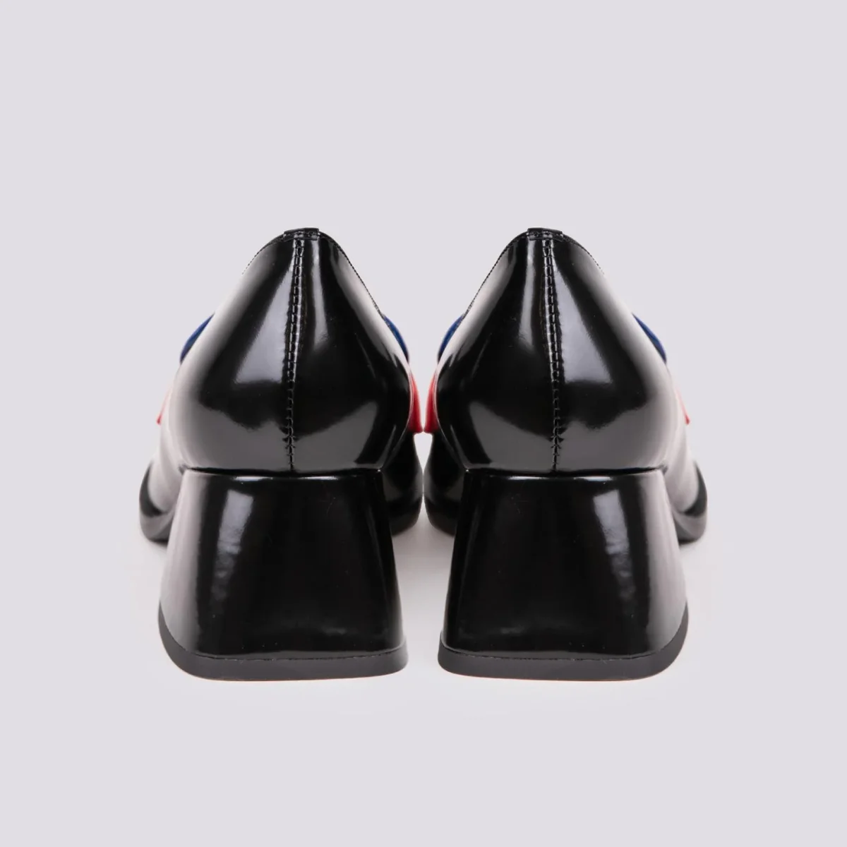 DECOLLETE IN PELLE NERA CON INSERTI BLUETTE E ROSSI - immagine 5