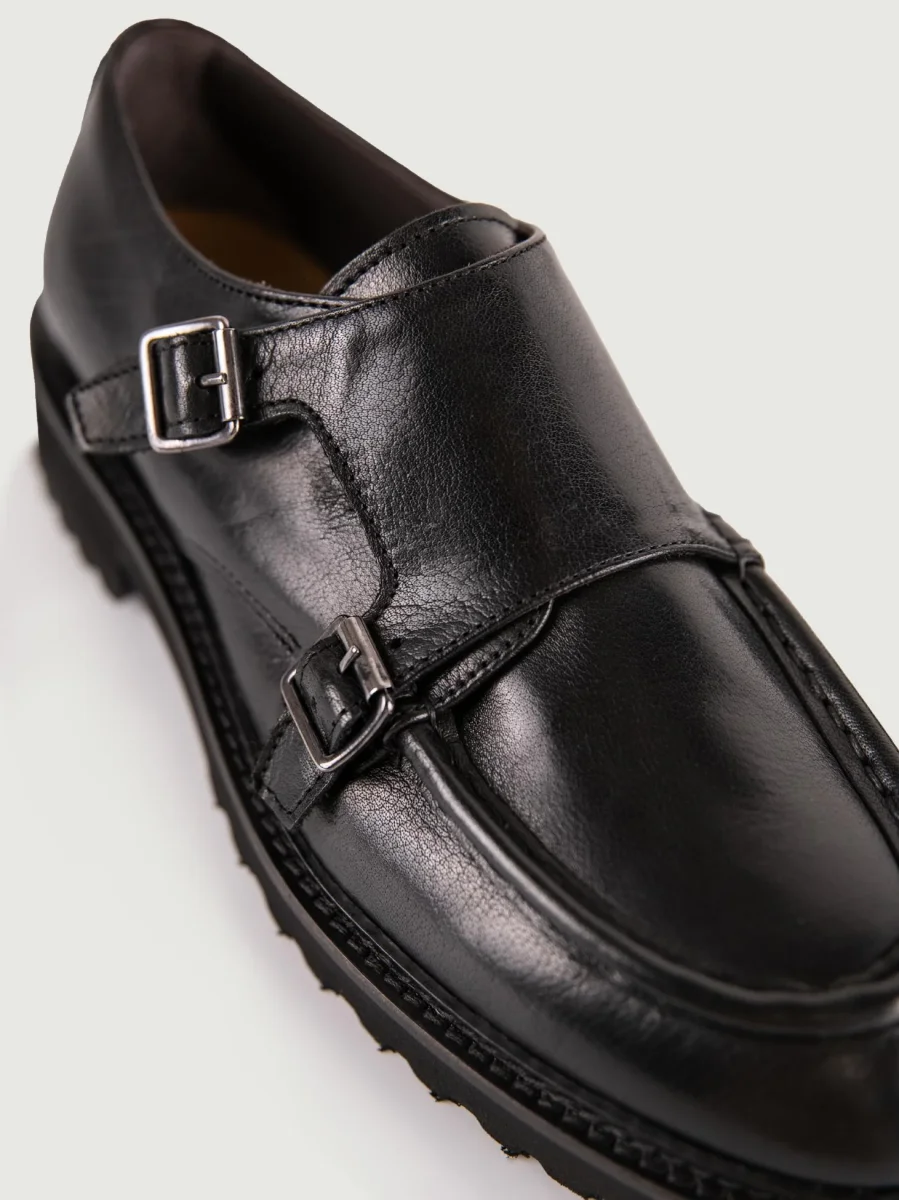 DOPPIA FIBBIA IN PELLE NERA - immagine 6