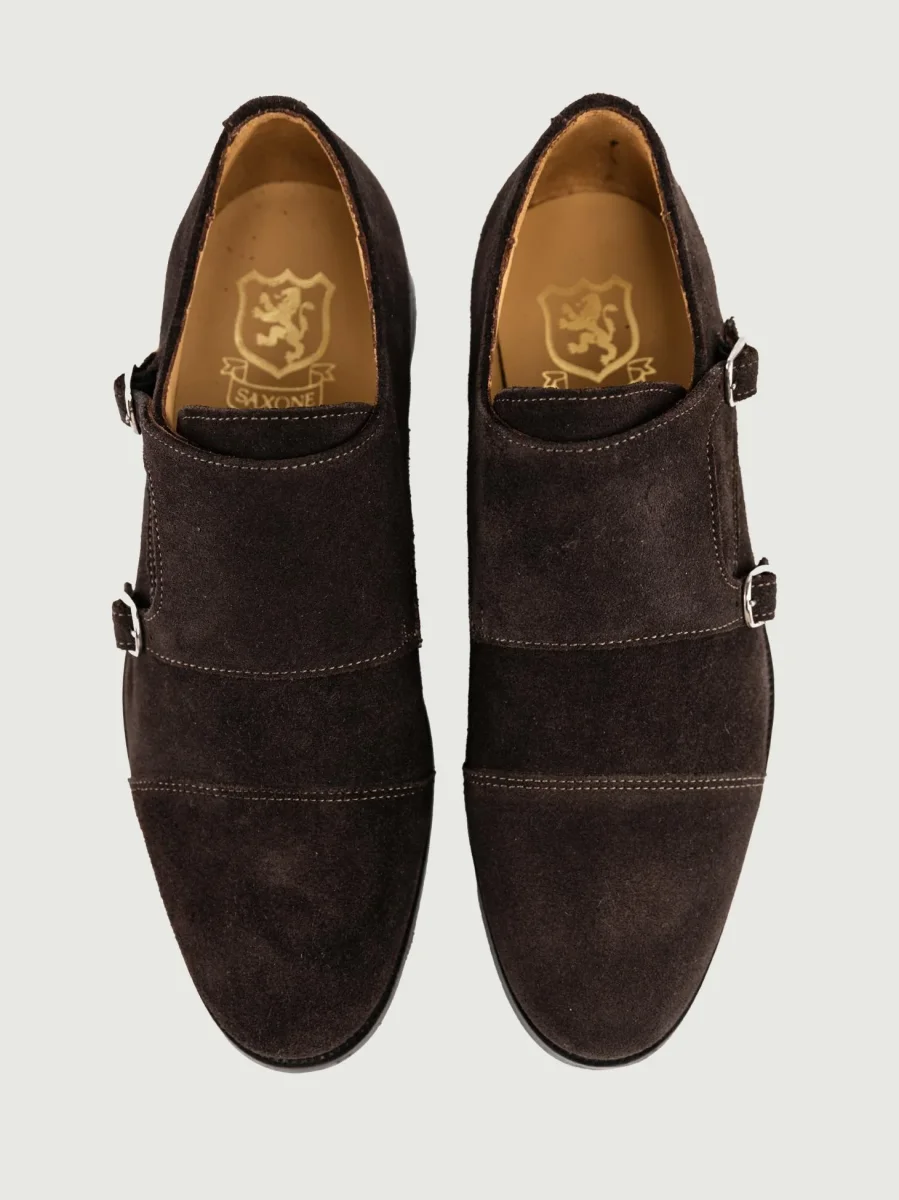 DOPPIA FIBBIA IN PELLE SCAMOSCIATA MARRONE - immagine 5